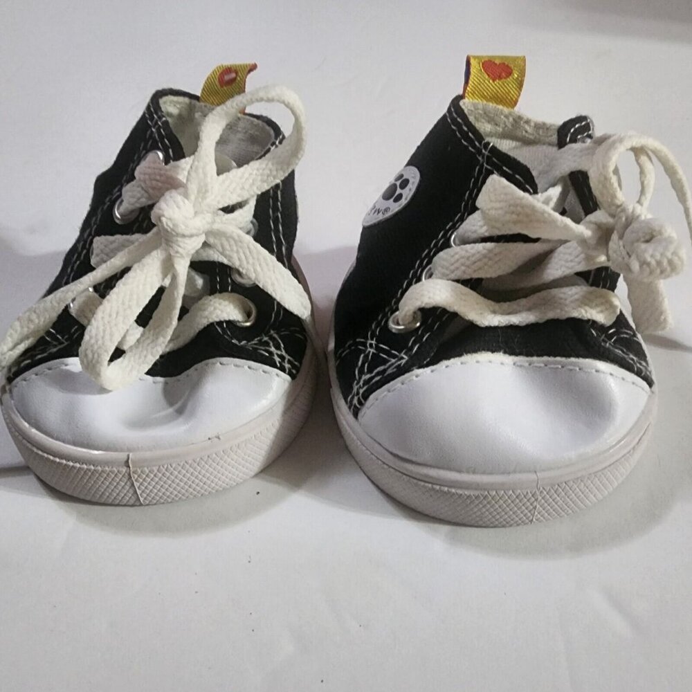 Build a Bear Black &‎ White Canvas Hi Top Sneakers Tennis Shoes Toy